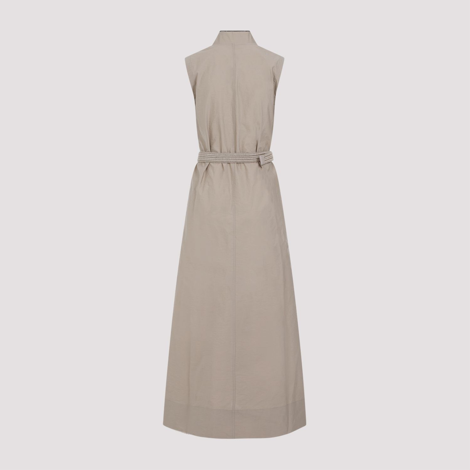 BRUNELLO CUCINELLI  Abito Beige Senza Maniche in Cotone Misto Brunello Cucinelli Vendita Calda