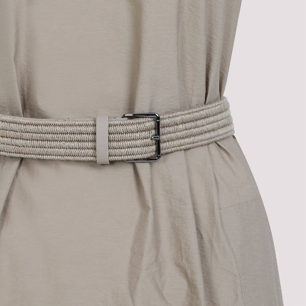 BRUNELLO CUCINELLI  Abito Beige Senza Maniche in Cotone Misto Brunello Cucinelli Vendita Calda