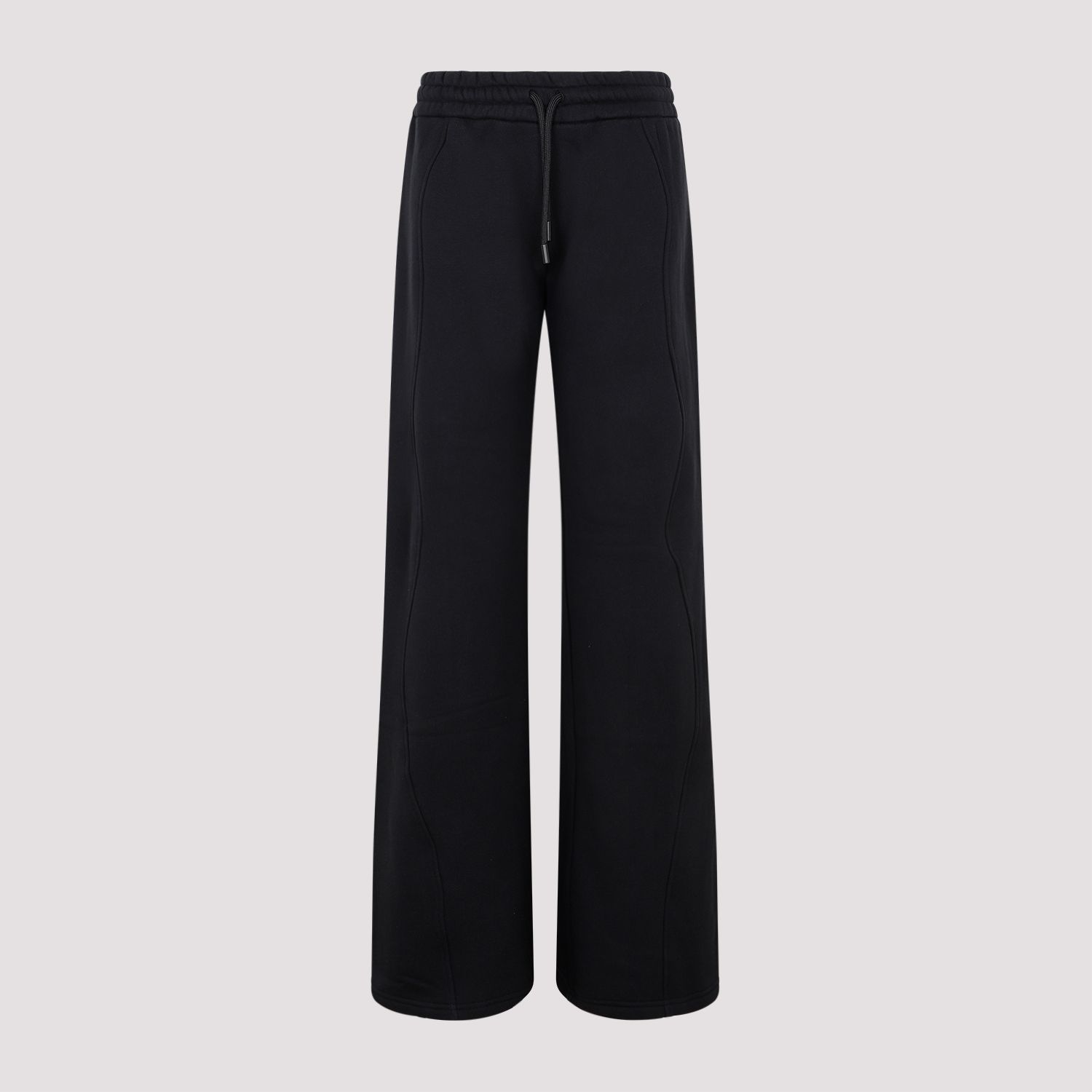 OFF-WHITE  Pantaloni Tuta in Cotone Nero con Coulisse OFF-WHITE Donna Saldi Di Fabbrica