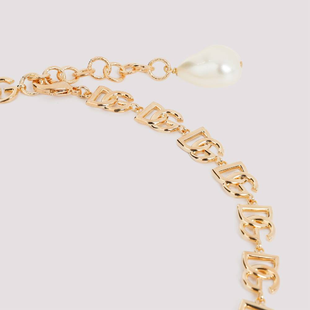 DOLCE & GABBANA  Collana Dolce & Gabbana in Ottone con Logo DG e Perle Decorative I Più Venduti
