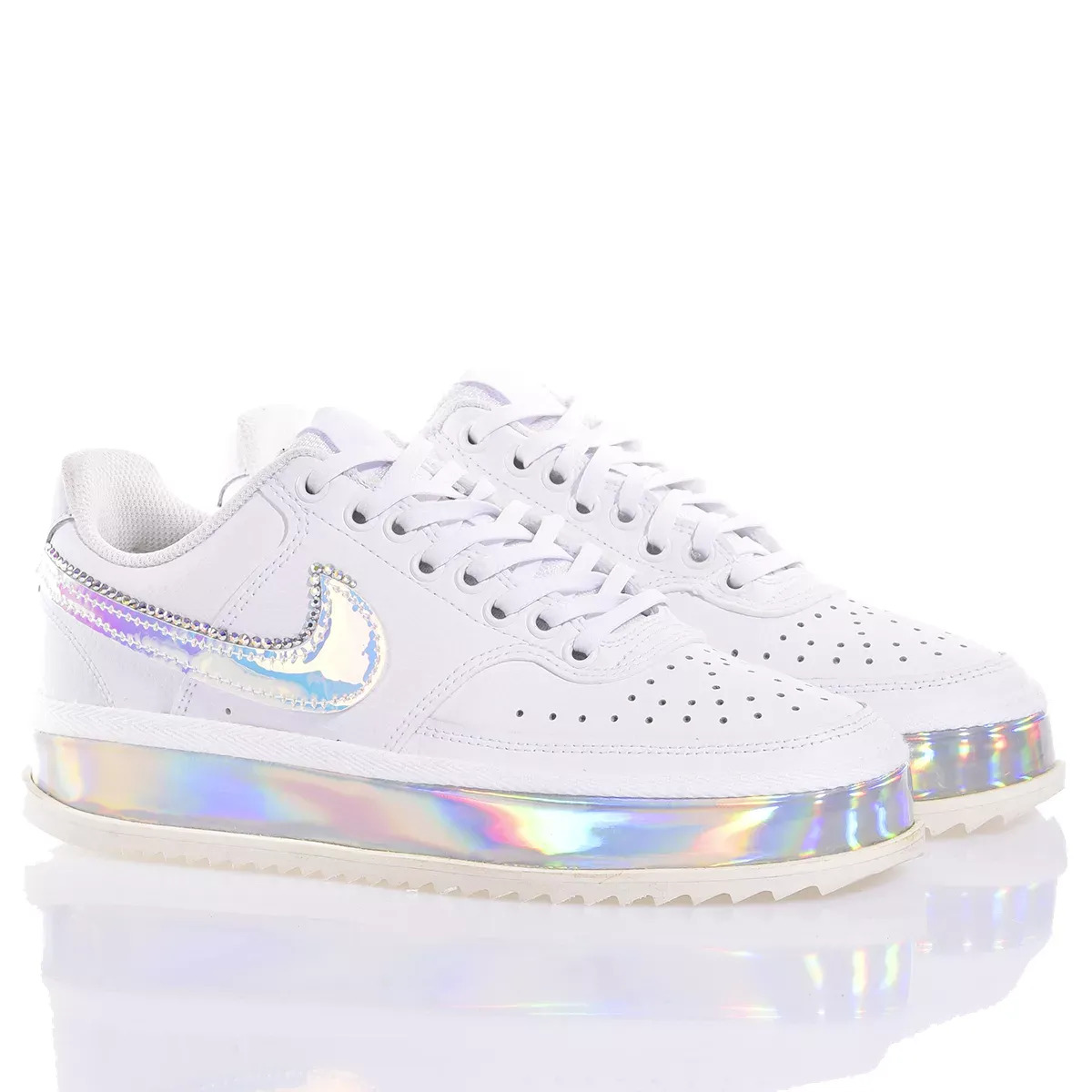 NIKE  Sneakers Nike Court Vision in Eco-Pelle - Bianco Multicolore Nuova