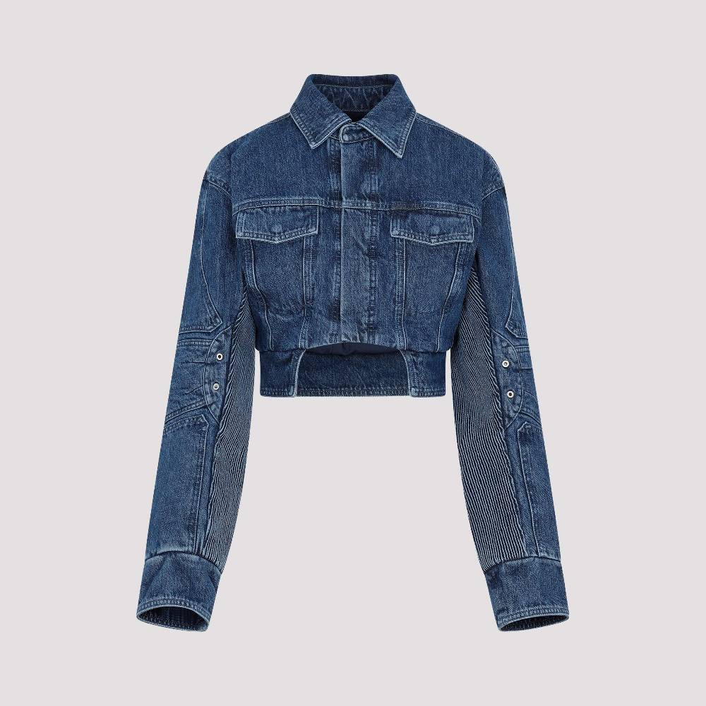 OFF-WHITE  Giacca Moto Cropped Denim Blu Off-White 2025