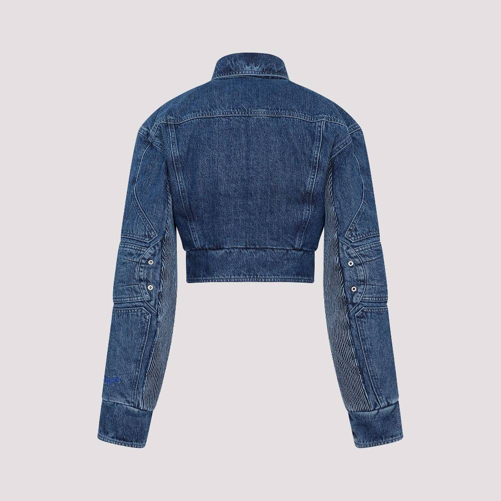 OFF-WHITE  Giacca Moto Cropped Denim Blu Off-White 2025