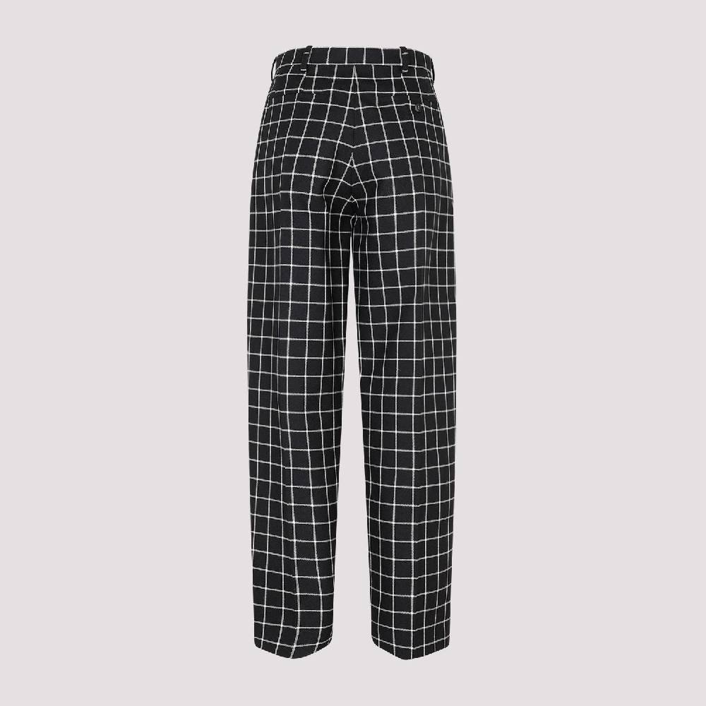 MARNI  Pantaloni Dritti di Lana a Quadri Neri MARNI per Donna Italy