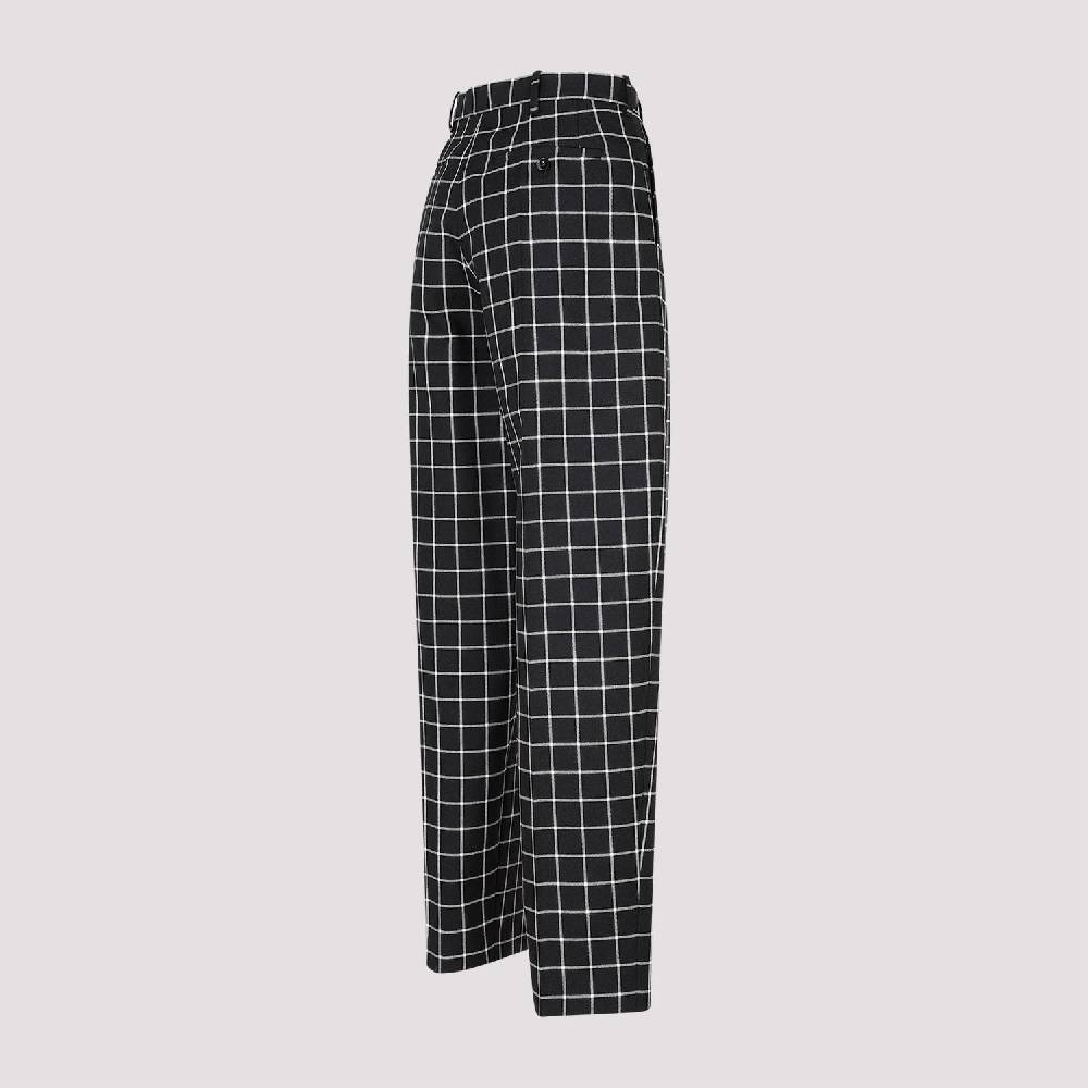 MARNI  Pantaloni Dritti di Lana a Quadri Neri MARNI per Donna Italy