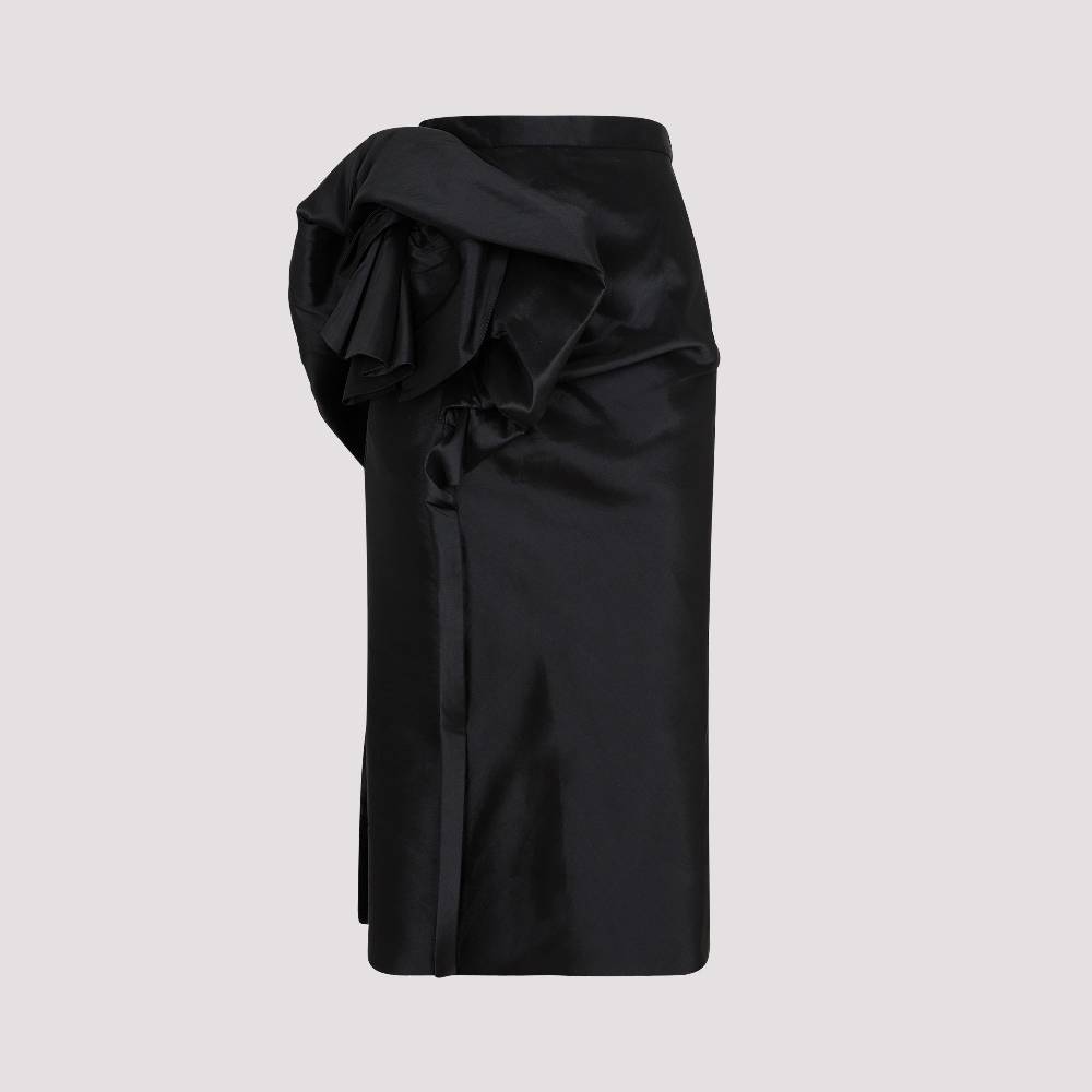 MAISON MARGIELA  Gonna Midi Nera Drappeggiata Maison Margiela - Misto Poliestere/Seta 2025