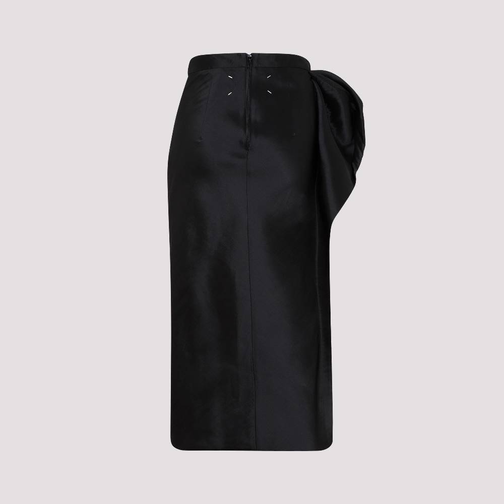 MAISON MARGIELA  Gonna Midi Nera Drappeggiata Maison Margiela - Misto Poliestere/Seta 2025