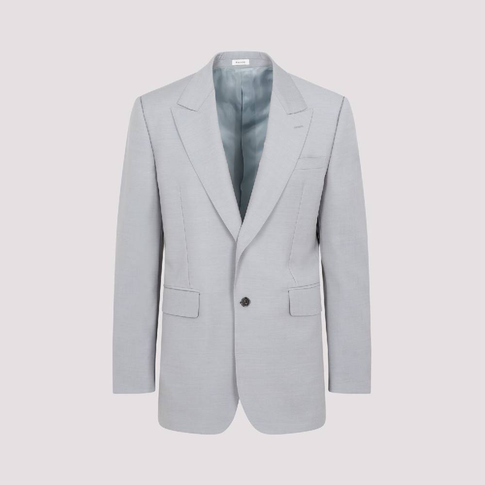 ALEXANDER MCQUEEN  Giacca Uomo Grigia in Lana-Mohair di Alexander McQueen In Linea