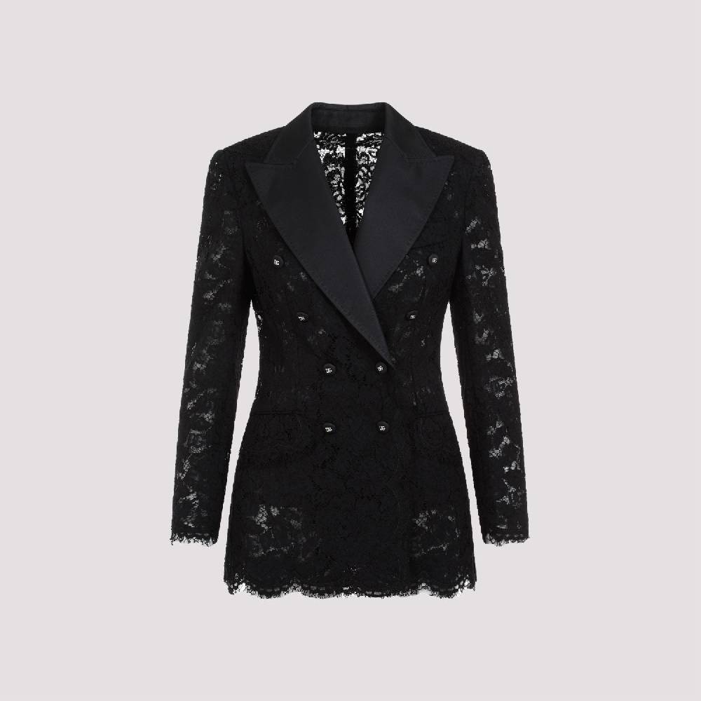 DOLCE & GABBANA  Giacca Pizzo Cotone Nero Dolce & Gabbana Pezzi Unici
