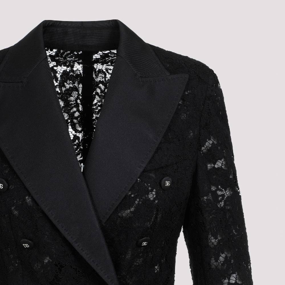 DOLCE & GABBANA  Giacca Pizzo Cotone Nero Dolce & Gabbana Pezzi Unici