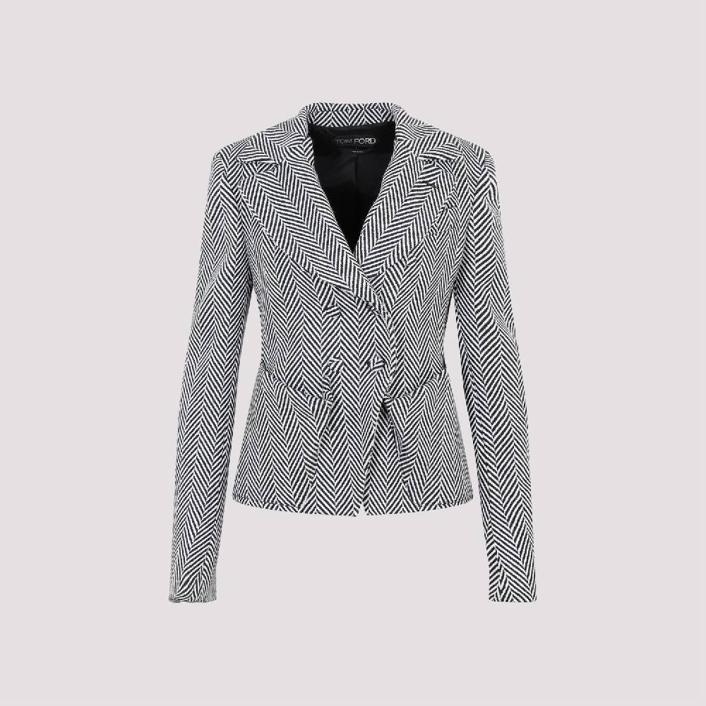 TOM FORD  Giacca Acetato Chevron Nera Tom Ford - Doppiopetto Donna Qualità Garantita