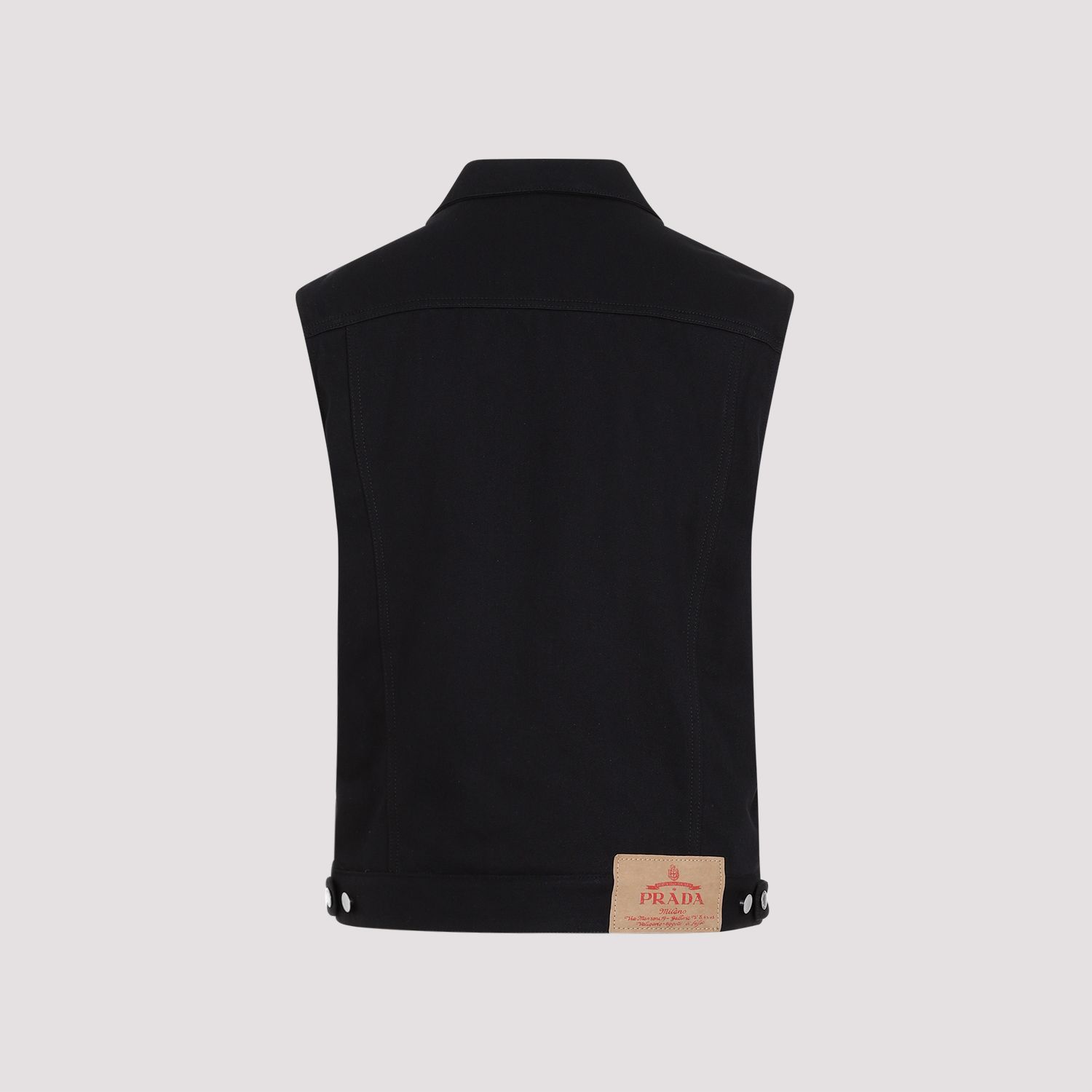 PRADA  Gilet di Jeans Nero in Cotone PRADA - Panciotto Senza Maniche Uomo Acquista Ora