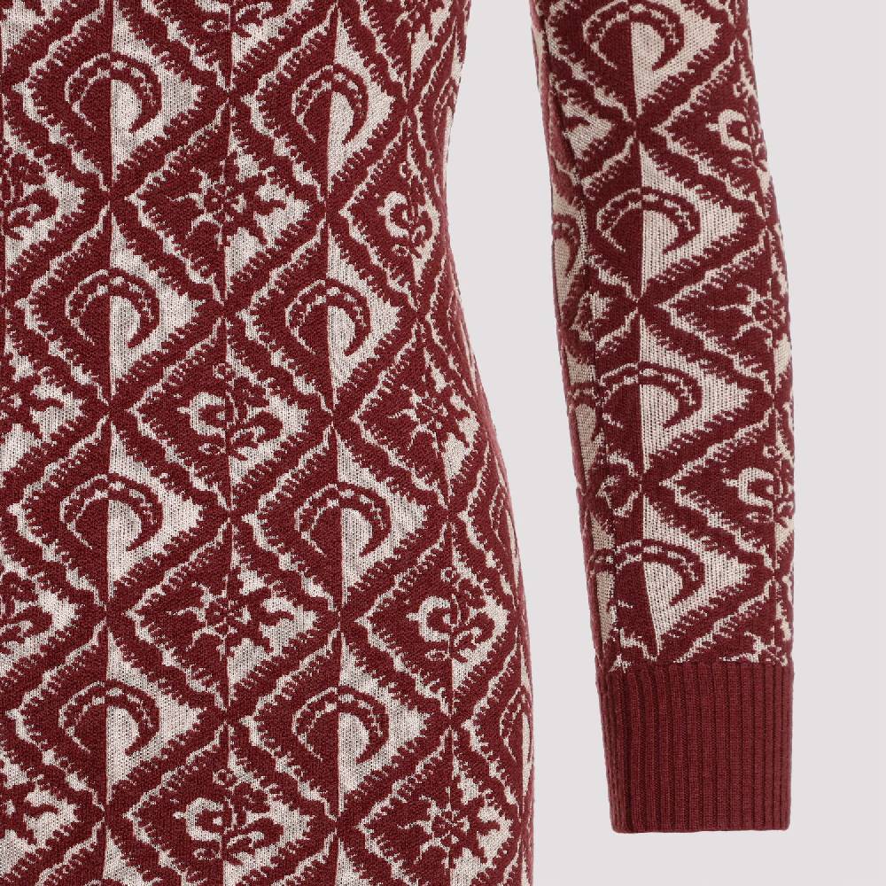 MARINE SERRE  Abito Corto Jacquard Rosso Marine Serre in Lana Fino Al -60%