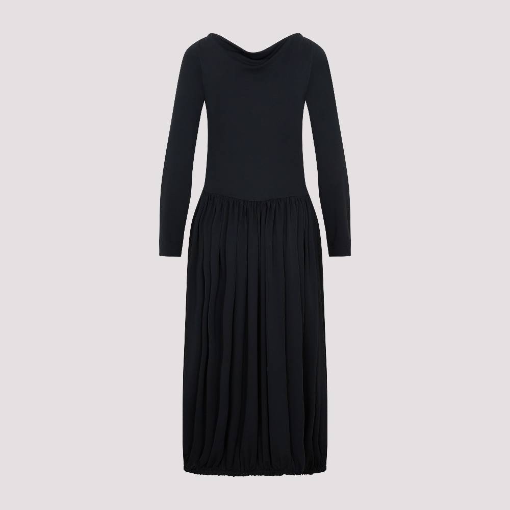 LANVIN  Abito Midi Drappeggiato Nero LANVIN con Spilla Affare Del Giorno