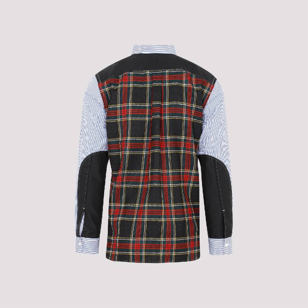 JUNYA WATANABE  Camicia Uomo Junya Watanabe Cotone Blu a Righe e Quadri Sottocosto