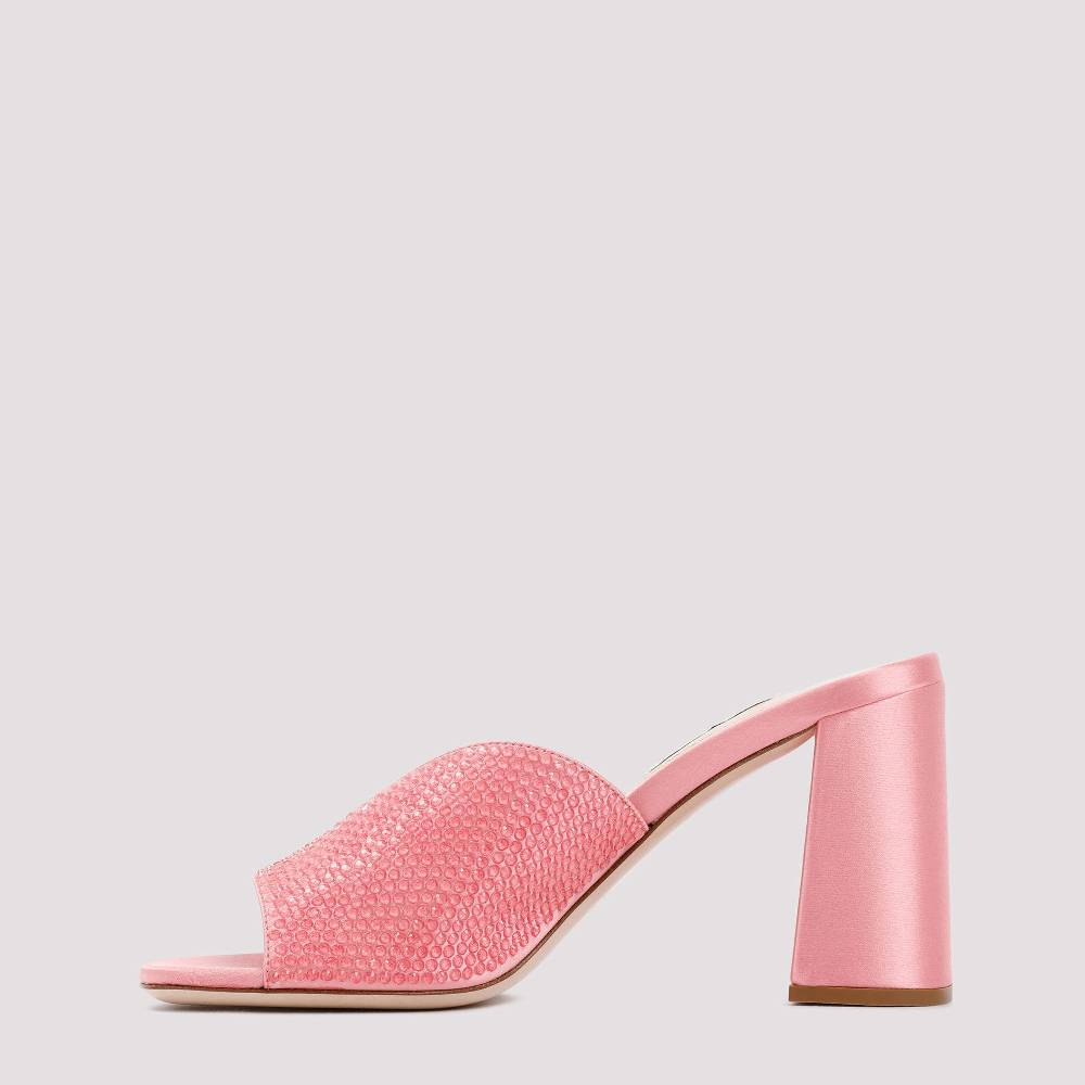 MIU MIU  Sandali MIU MIU in Raso Rosa con Tacco Largo 8,5cm Economico