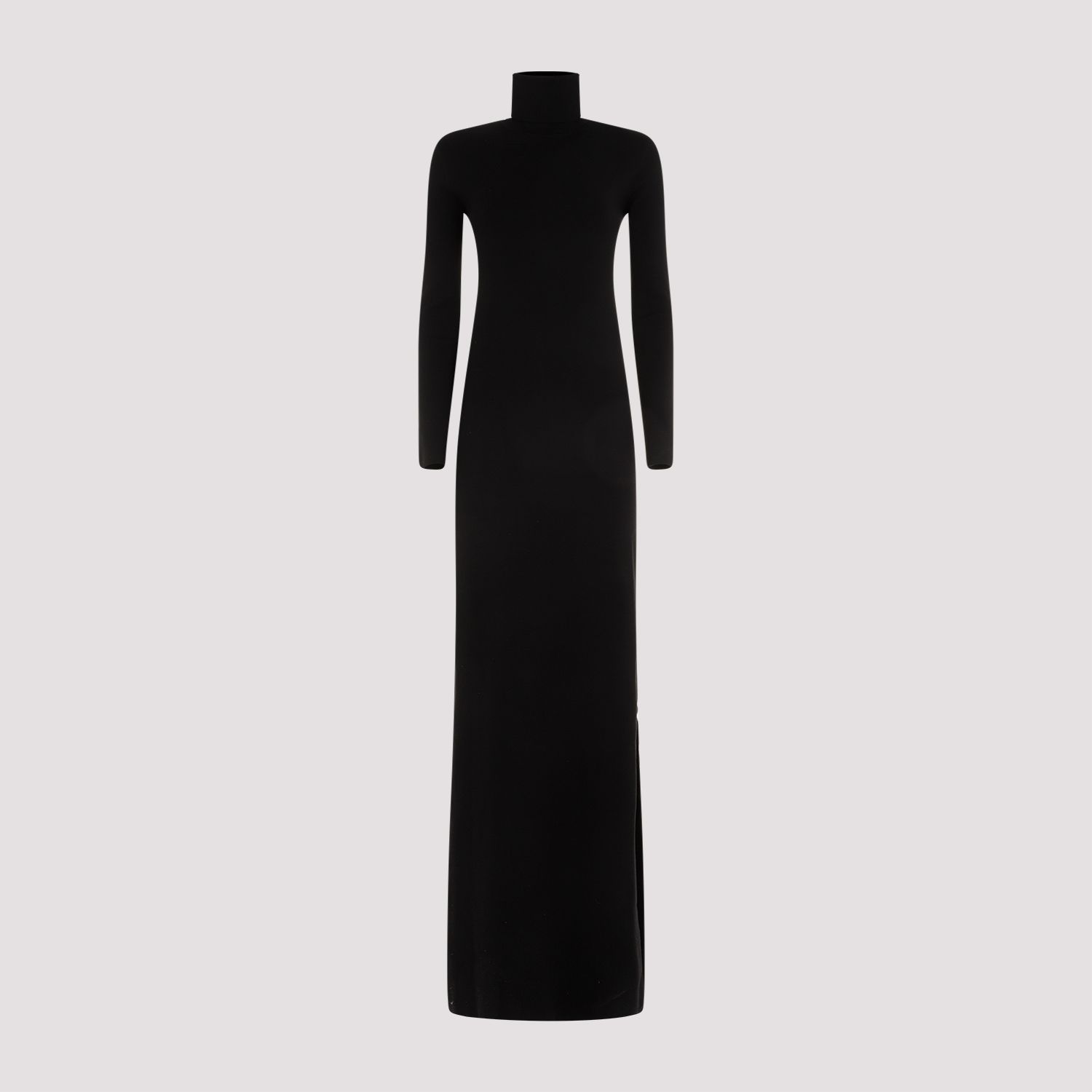 SAINT LAURENT  Abito Lungo Nero in Lana Saint Laurent Collo Alto Saldi