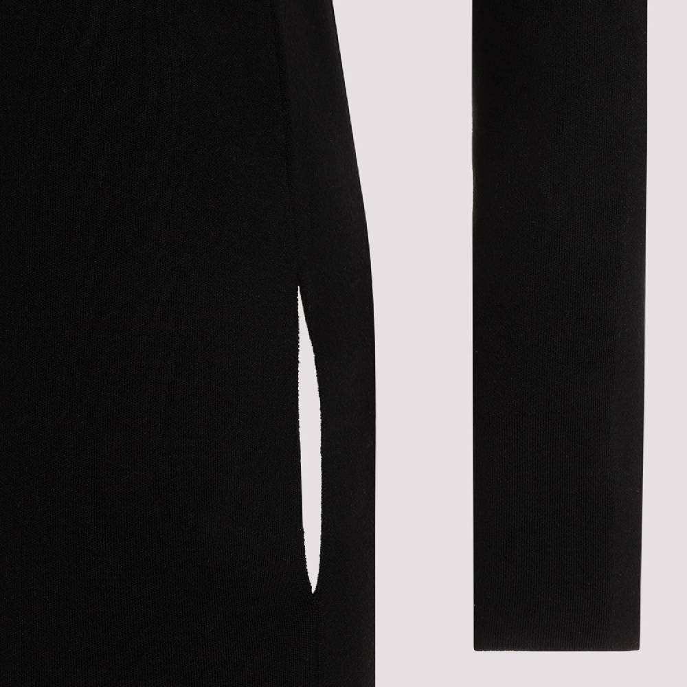SAINT LAURENT  Abito Lungo Nero in Lana Saint Laurent Collo Alto Saldi