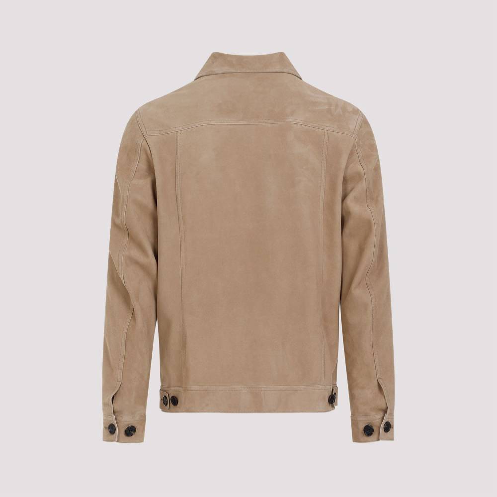 DUNHILL  Giacca di Pelle Scamosciata Marrone Dunhill Uomo Moda