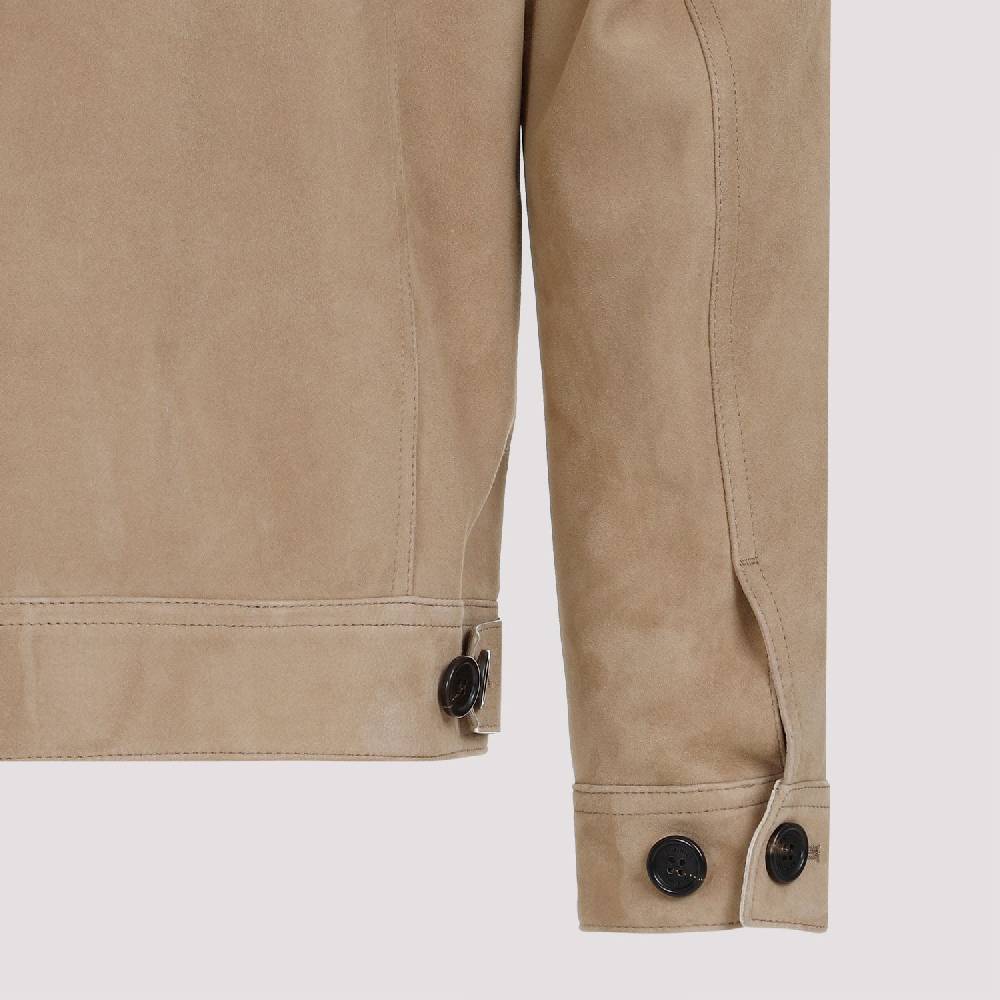 DUNHILL  Giacca di Pelle Scamosciata Marrone Dunhill Uomo Moda