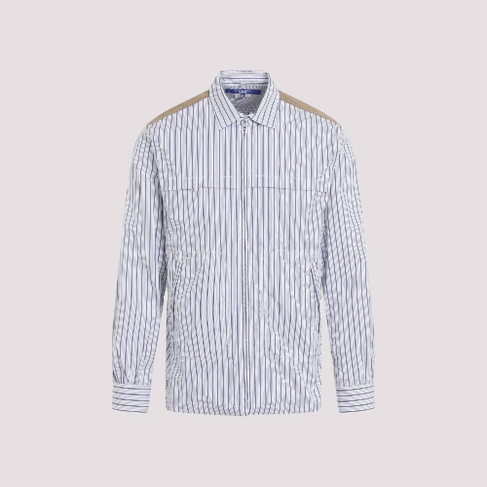 JUNYA WATANABE  Camicia in Cotone da Uomo Junya Watanabe - Bianca a Righe con Zip Consegna Veloce
