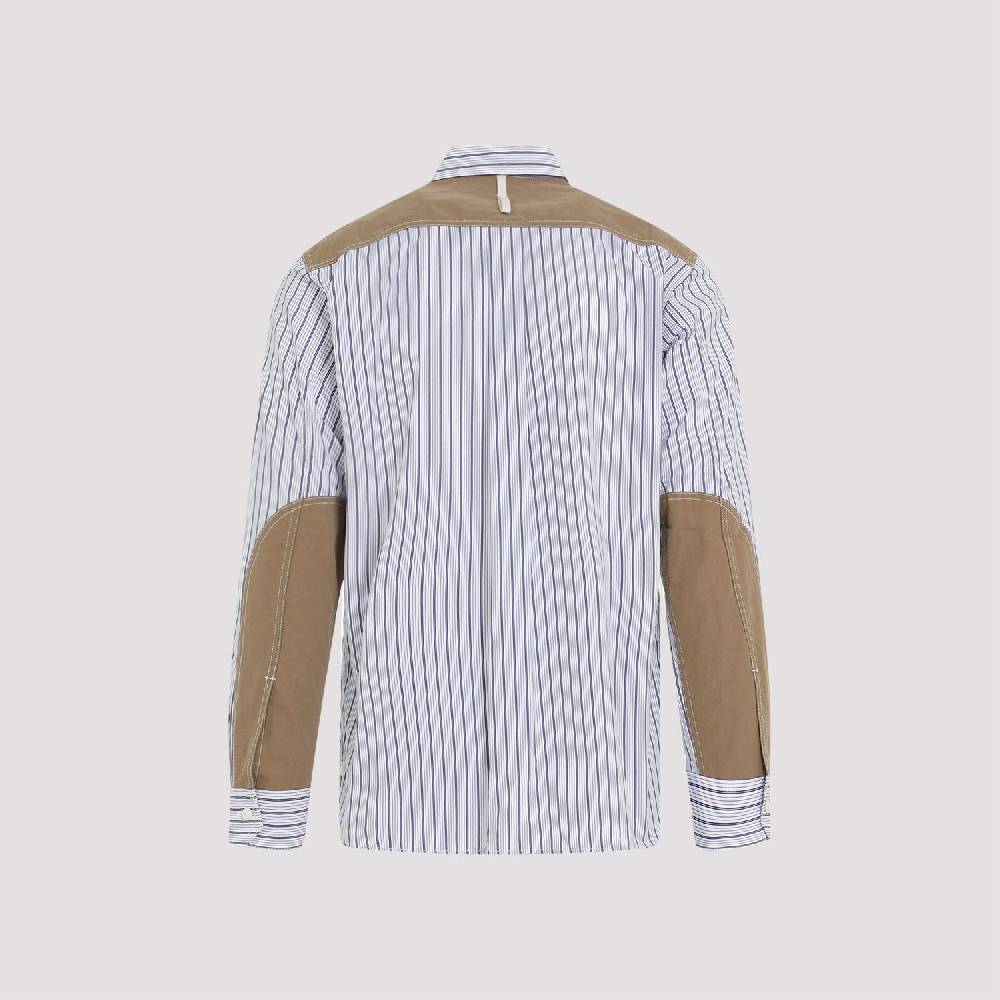 JUNYA WATANABE  Camicia in Cotone da Uomo Junya Watanabe - Bianca a Righe con Zip Consegna Veloce
