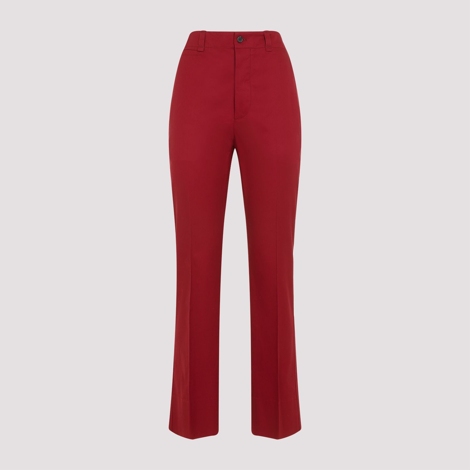 SAINT LAURENT  Pantaloni Donna Cotone Rosso a Vita Alta Saint Laurent Fino Al -60%