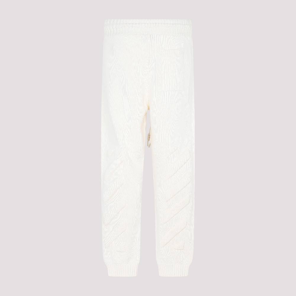 OFF-WHITE  Pantaloni Maglia Diag in Cotone Beige Off-White Prezzo Ridotto