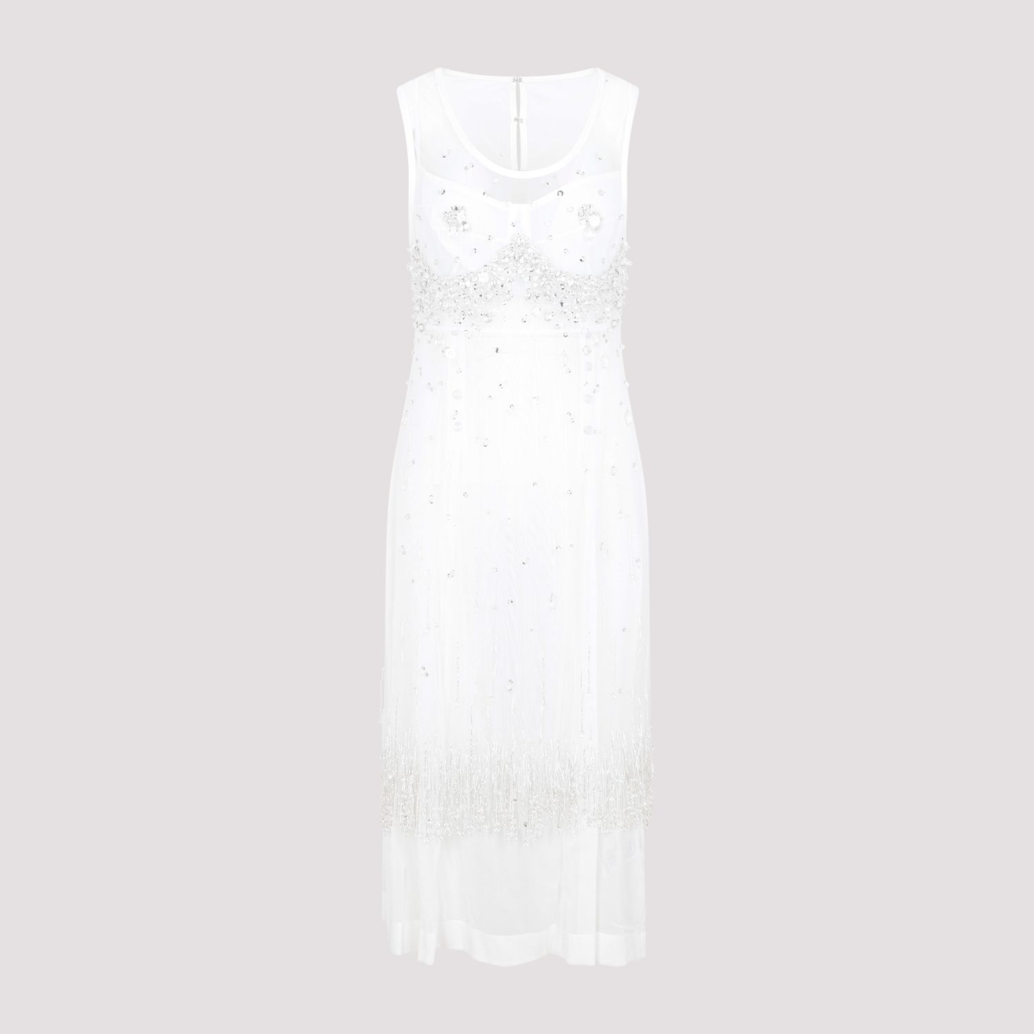 BOTTEGA VENETA  Abito Frange e Cristalli Bianco Bottega Veneta Sottocosto