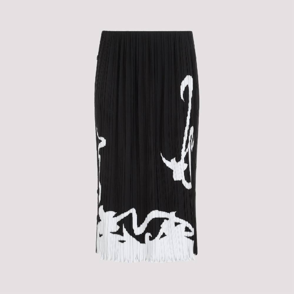 LANVIN  Gonna Midi Piegata Nera LANVIN con Motivo Geometrico Presa