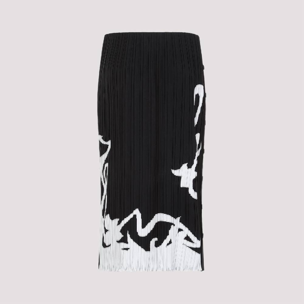 LANVIN  Gonna Midi Piegata Nera LANVIN con Motivo Geometrico Presa