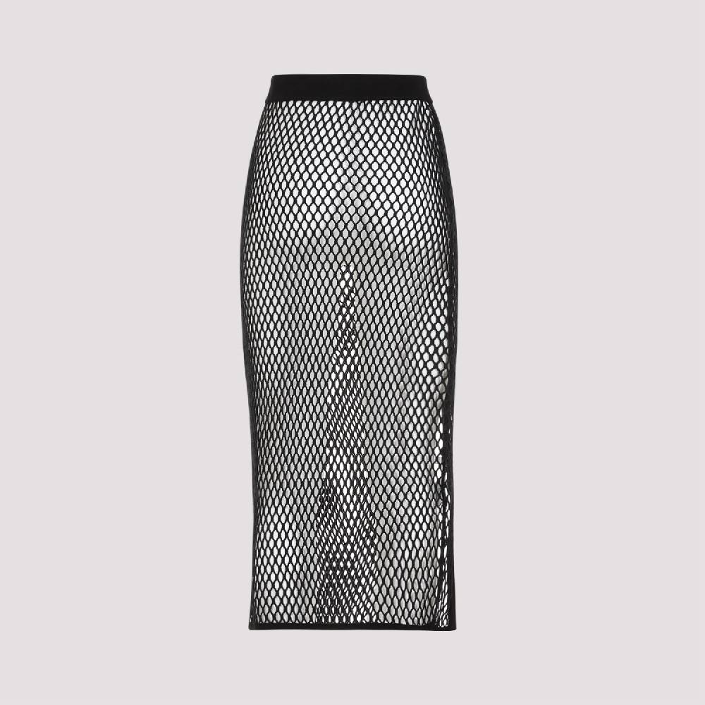 OFF-WHITE  Gonna Midi Nera in Cotone con Logo OFF-WHITE Economico