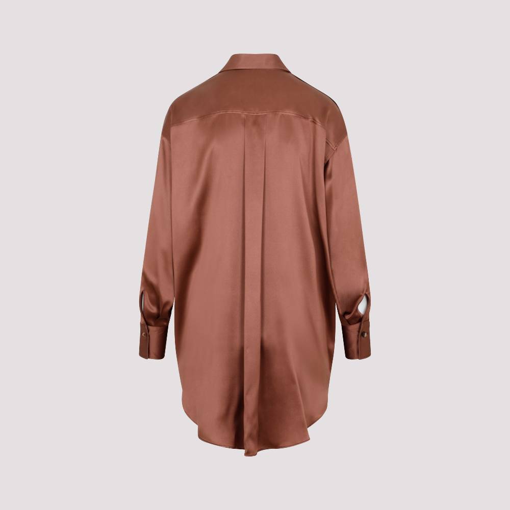 BRUNELLO CUCINELLI  Camicia Marrone in Seta Brunello Cucinelli da Donna Saldi