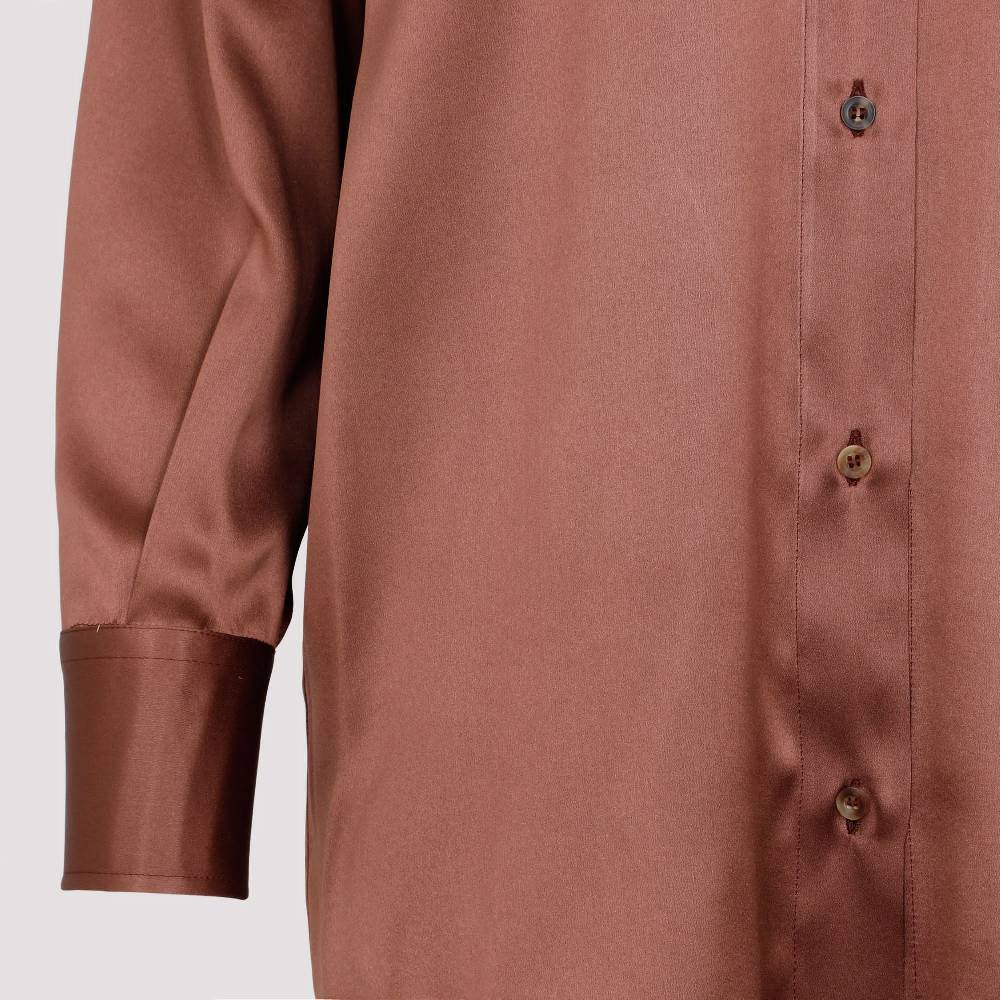 BRUNELLO CUCINELLI  Camicia Marrone in Seta Brunello Cucinelli da Donna Saldi