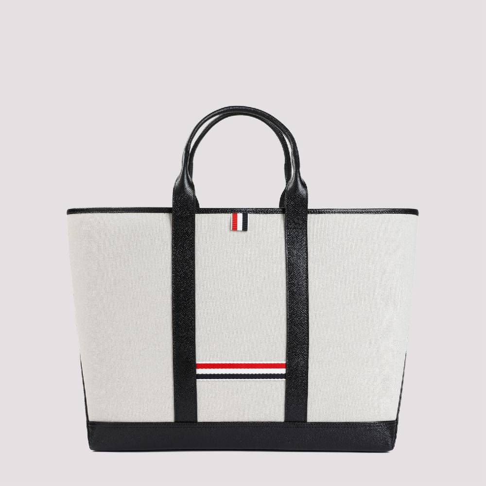 THOM BROWNE  Borsa Shopper Media in Pelle Nera Thom Browne Offerte