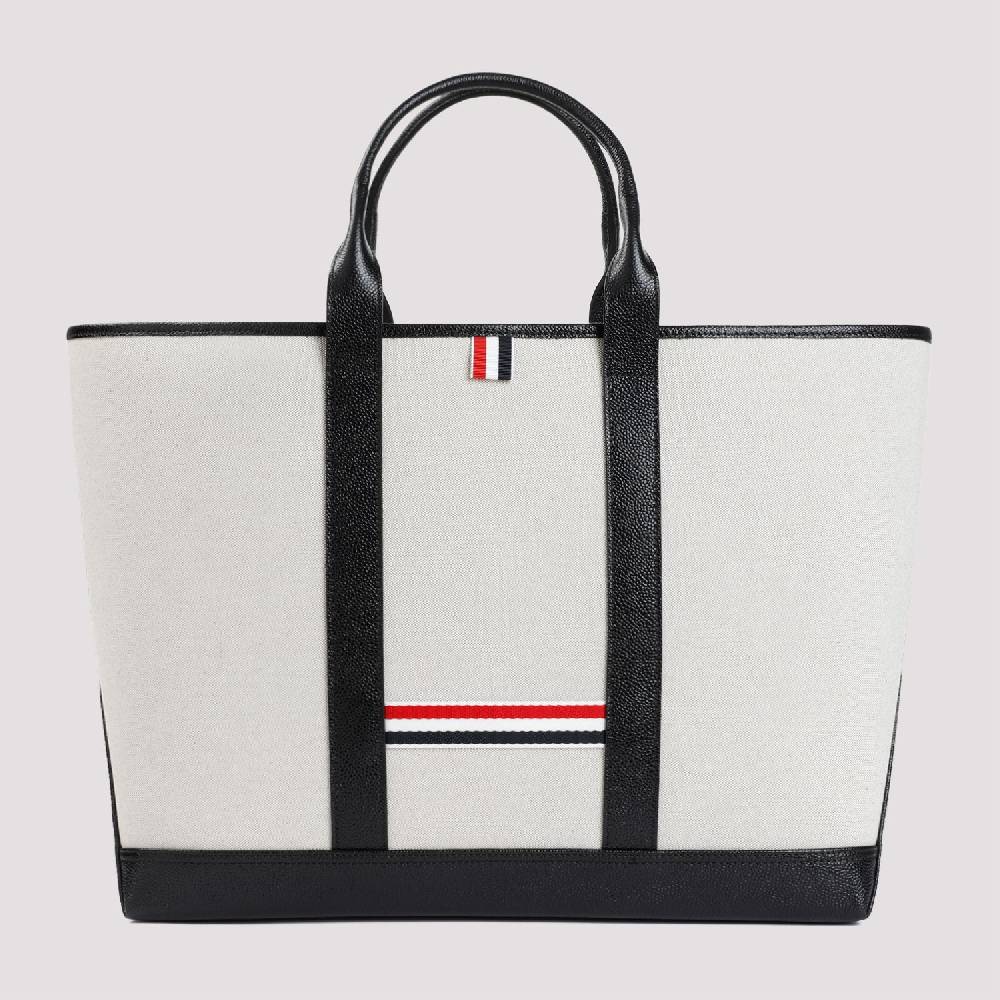 THOM BROWNE  Borsa Shopper Media in Pelle Nera Thom Browne Offerte