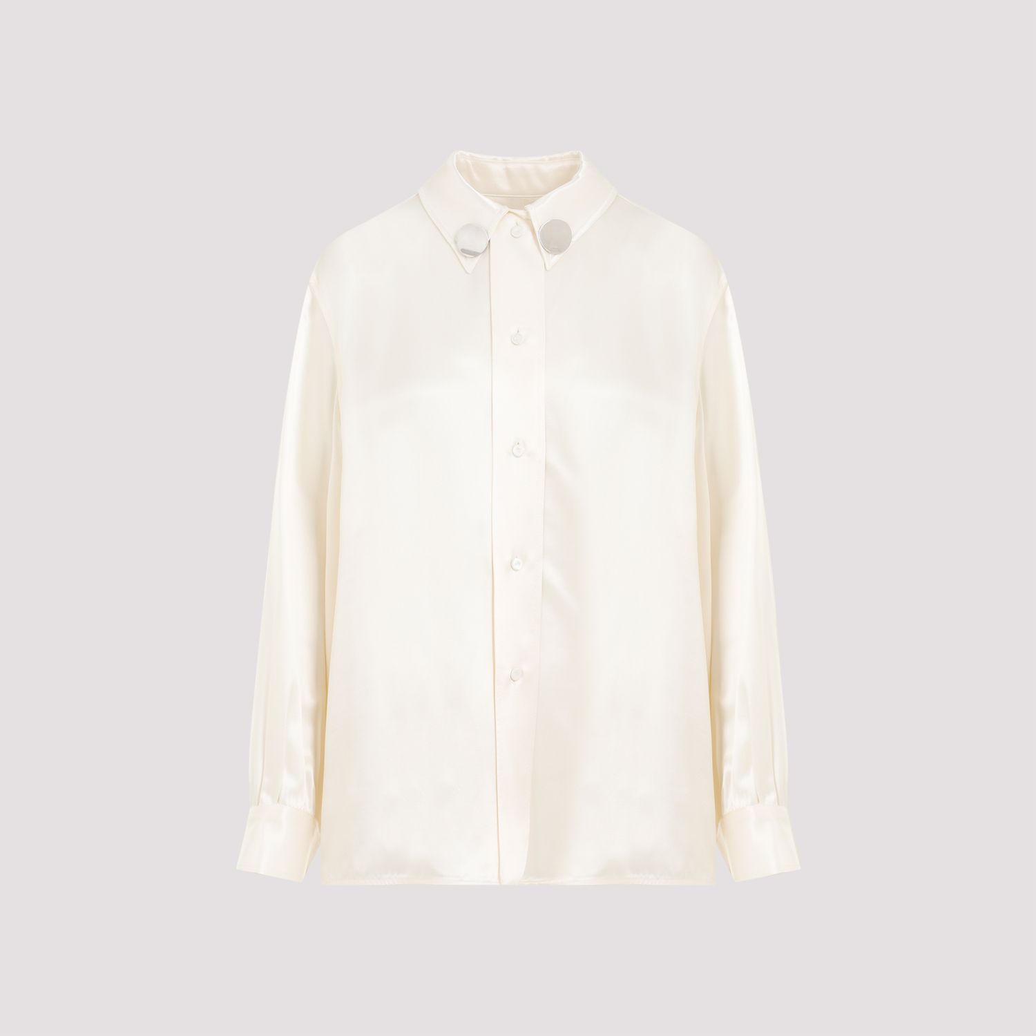 JIL SANDER  Camicia Satinata Beige Jil Sander in Viscosa con Bottoni Argento Hotsell