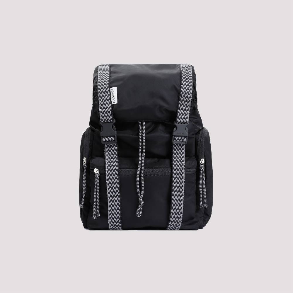 LANVIN  Zaino LANVIN Curb in Nylon Nero con Spallacci Regolabili Saldi Di Fabbrica
