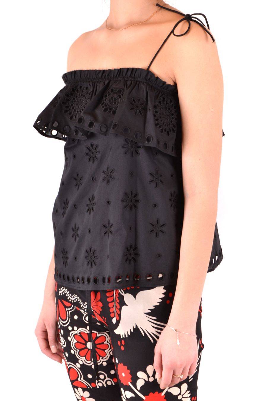 RED VALENTINO  Top Elegante di Cotone Nero RED VALENTINO Convenienza