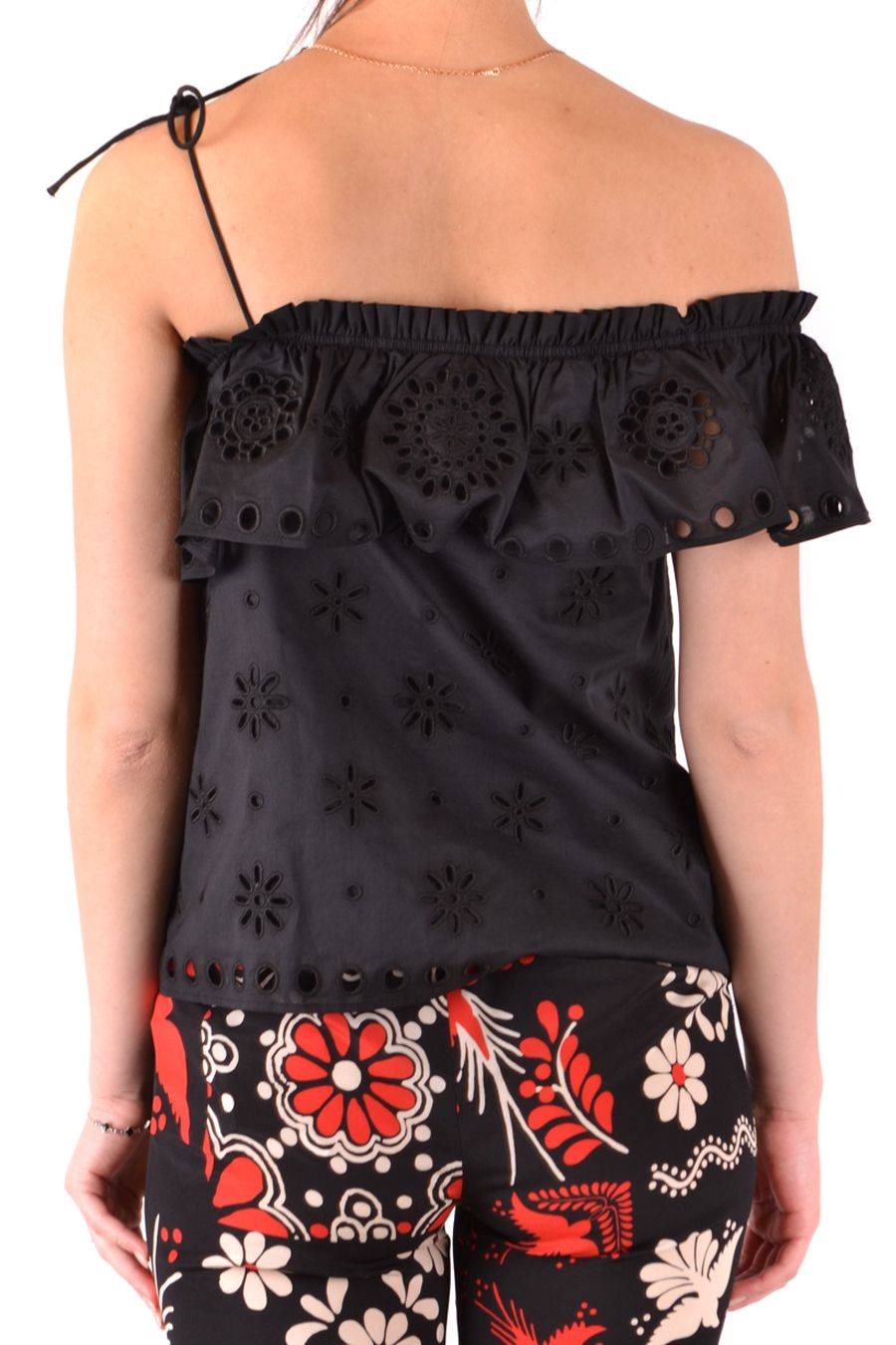 RED VALENTINO  Top Elegante di Cotone Nero RED VALENTINO Convenienza