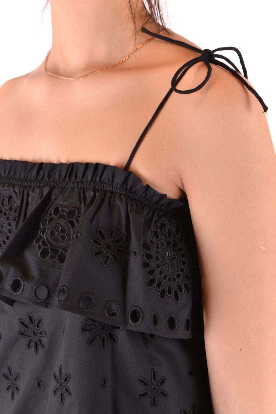 RED VALENTINO  Top Elegante di Cotone Nero RED VALENTINO Convenienza