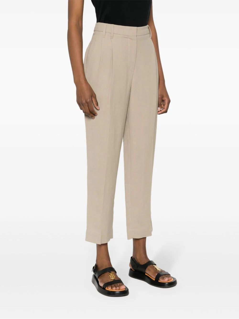 BRUNELLO CUCINELLI  Pantaloni Donna in Misto Lino Beige Brunello Cucinelli Offerta
