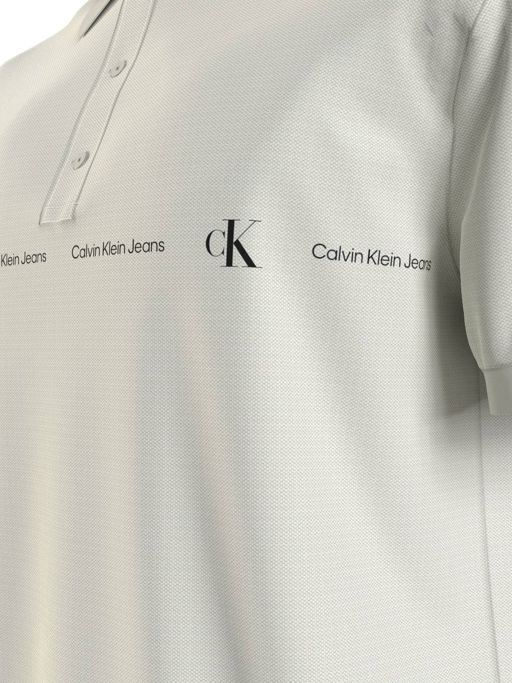 CALVIN KLEIN  Polo Calvin Klein Bianca in Cotone Elasticizzato Uomo Saldi Di Fabbrica