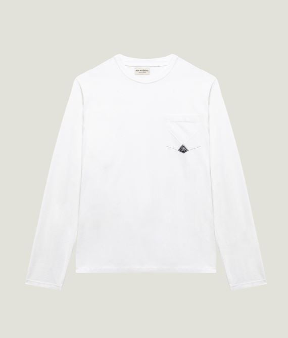 ROY ROGER'S  T-shirt Bianca in Cotone Roy Roger's con Tasca In Saldo