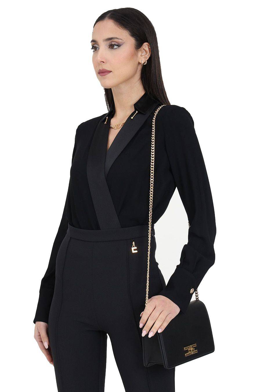 ELISABETTA FRANCHI  Camicia Nera in Viscosa Elisabetta Franchi Donna Sottocosto