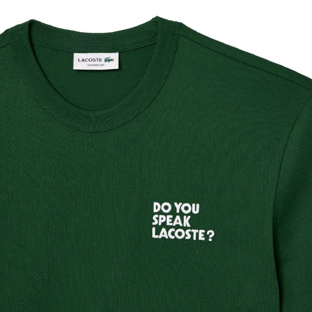 LACOSTE  T-Shirt Lacoste Verde in Cotone - Abbigliamento Casual Uomo Novità