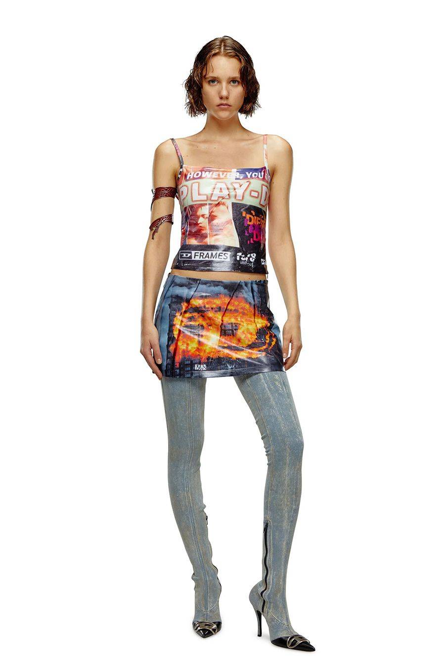 DIESEL  Gonna Piegata Multicolore Diesel - Abbigliamento in Poliestere da Donna Promozione