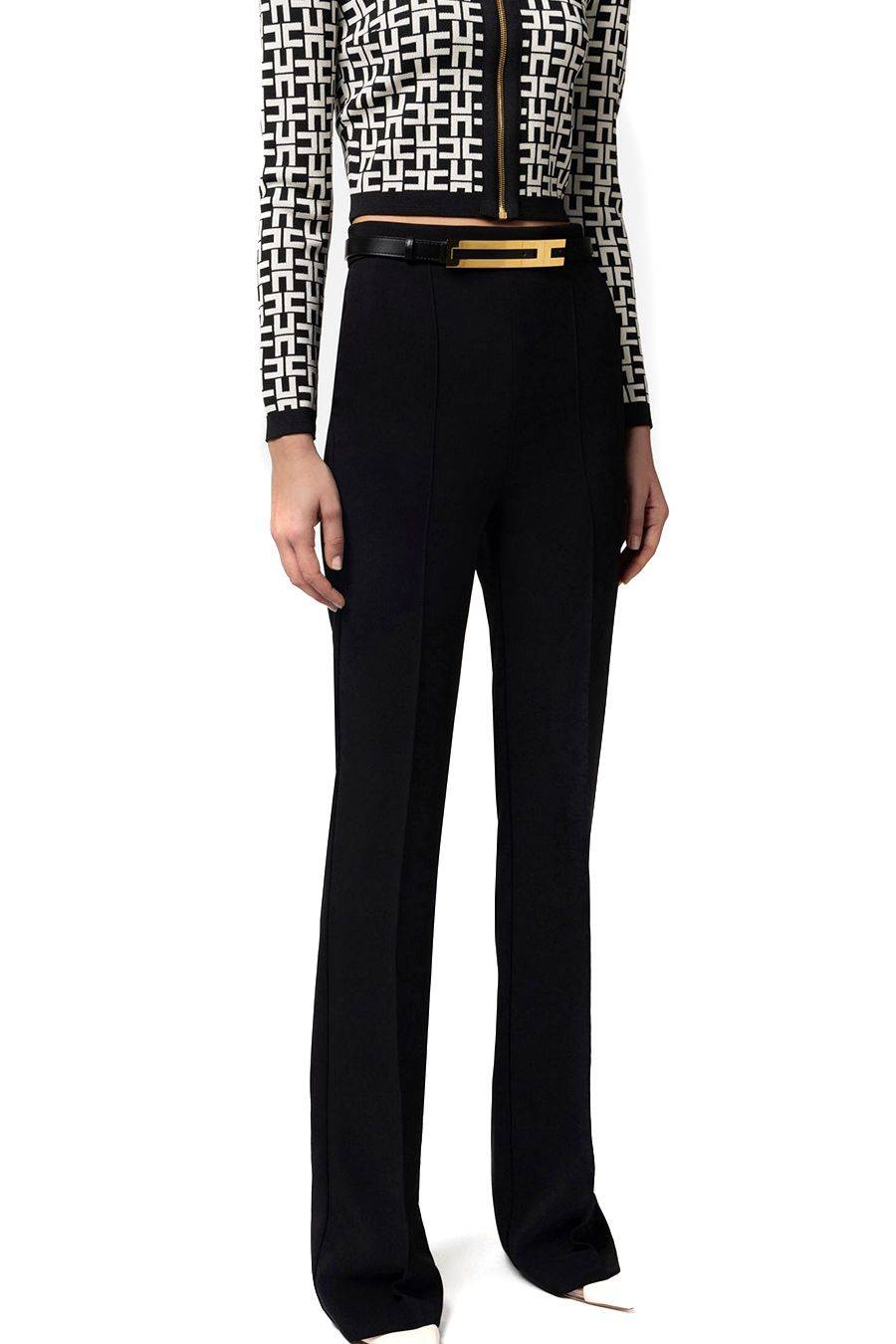 ELISABETTA FRANCHI  Pantaloni Neri Elisabetta Franchi in Tessuto Misto Fino Al -60%