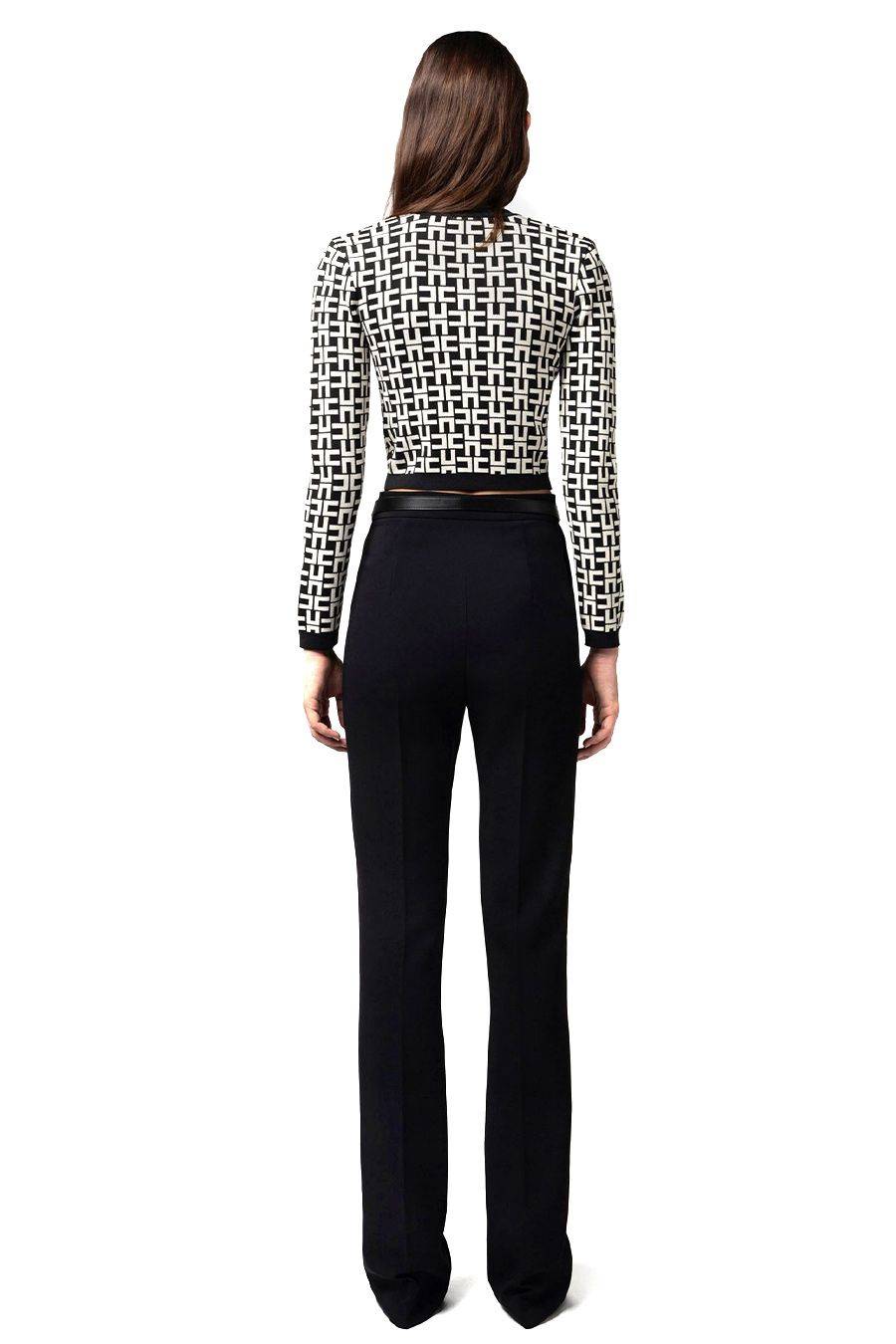 ELISABETTA FRANCHI  Pantaloni Neri Elisabetta Franchi in Tessuto Misto Fino Al -60%