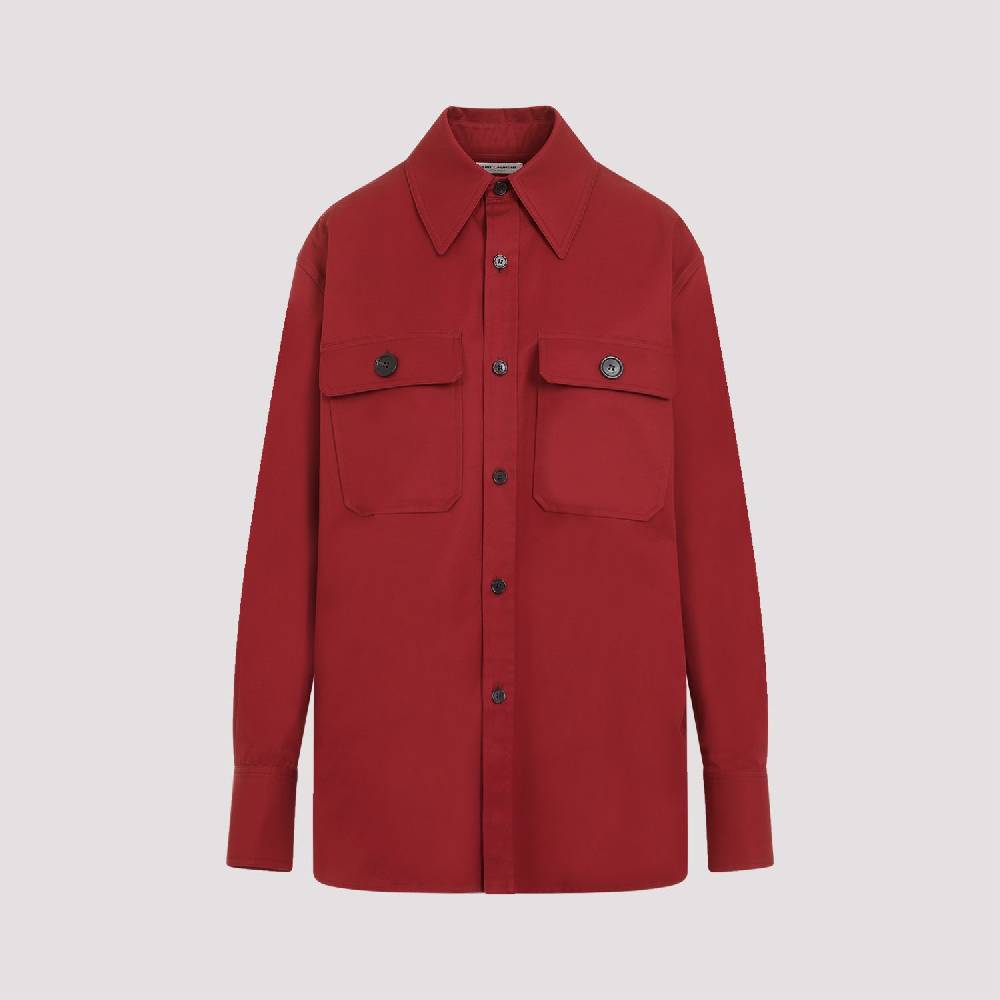 SAINT LAURENT  Camicia Rossa di Cotone Saint Laurent Donna Outlet